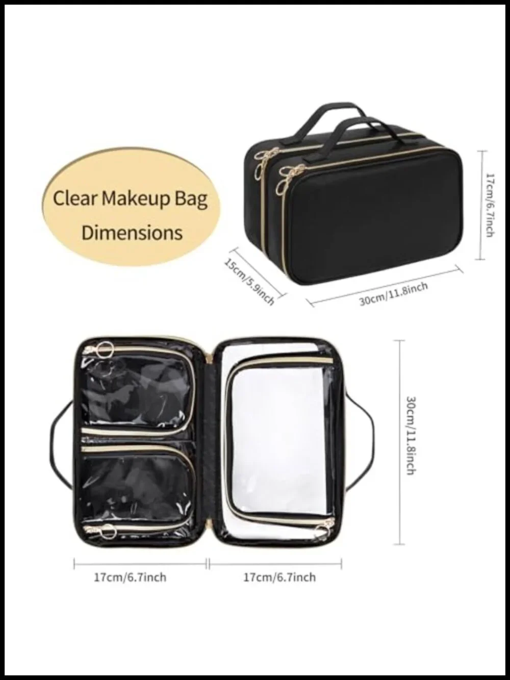Large Capacity Clear Makeup Bag Travel Toiletry Organizer with Multiple